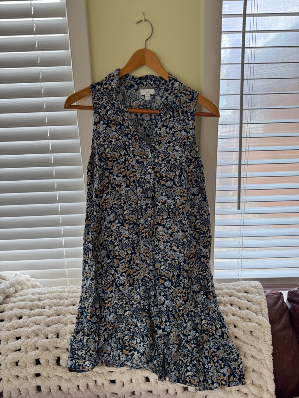 J. Jill Sleeveless Floral Midi Dress in Navy, Light Blue, Cream, Tan